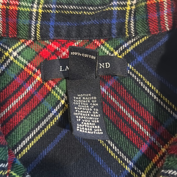 Lands End Navy, Green & Red Plaid, 100% Cotton, Button Down Shirt, Size Medium - Picture 5 of 5